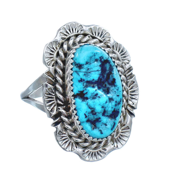 Native American Navajo Sterling Silver Turquoise Ring Size 9-1/4 JX122204